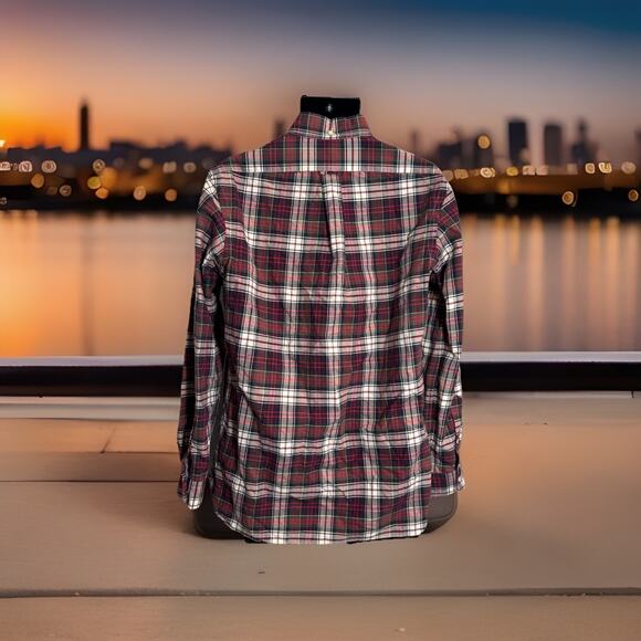 Ralph Lauren Polo Red White Green Blue Windowpane Plaid Medium Long Sleeve Shirt - Picture 7 of 16